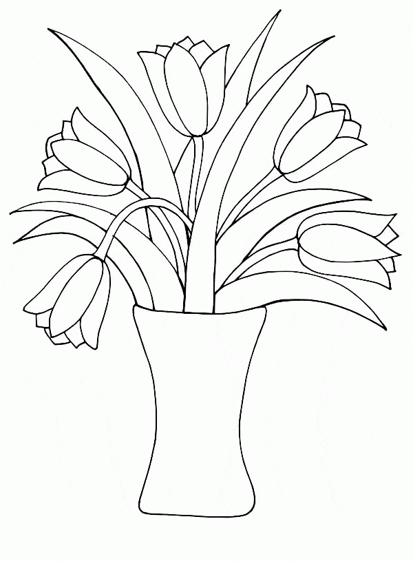 Flowers In Vase Image Coloring Page