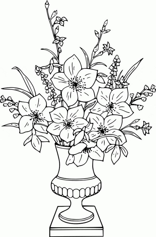Flowers In Vase Coloring Page