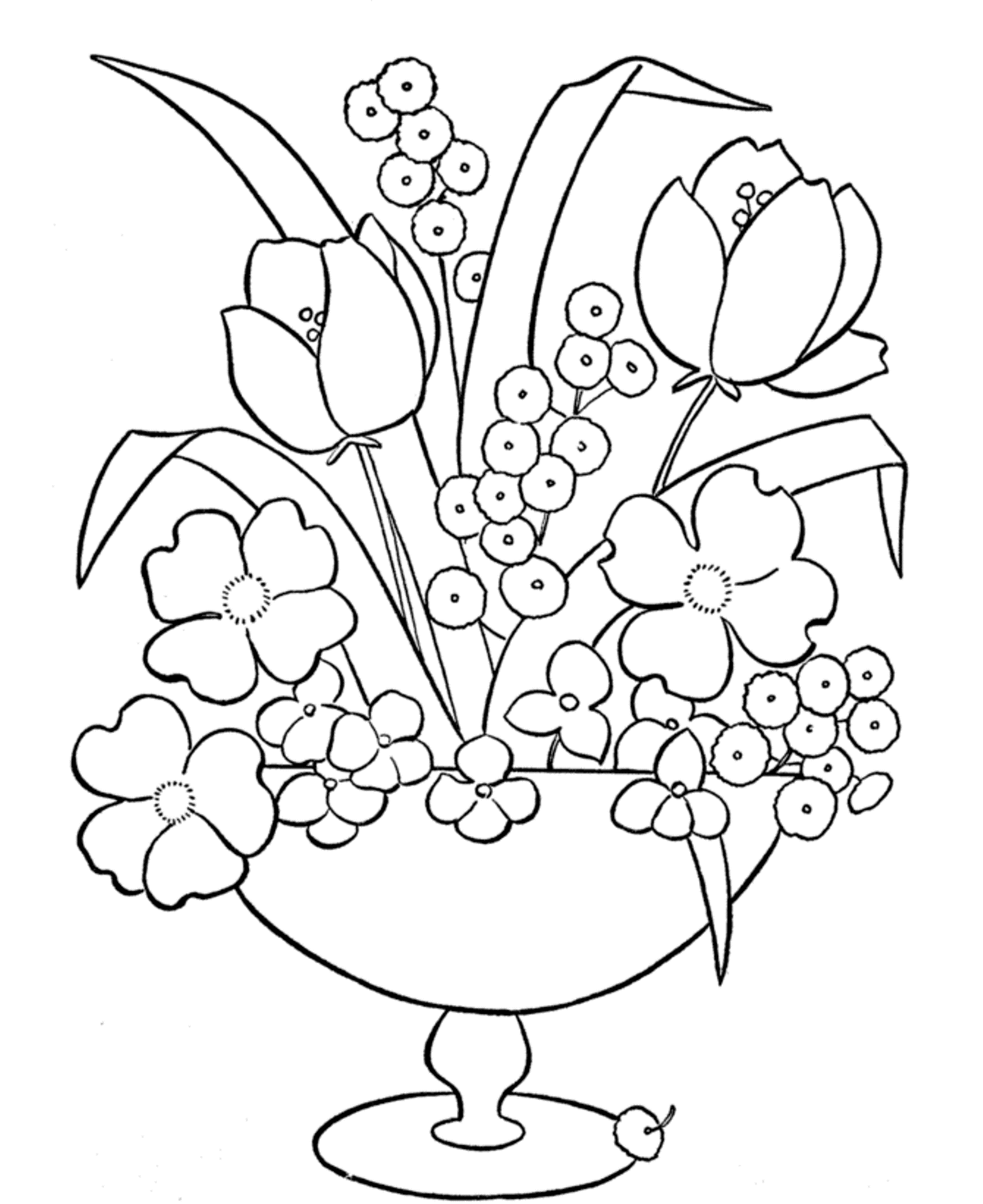 Flowers Vase Image Coloring Page