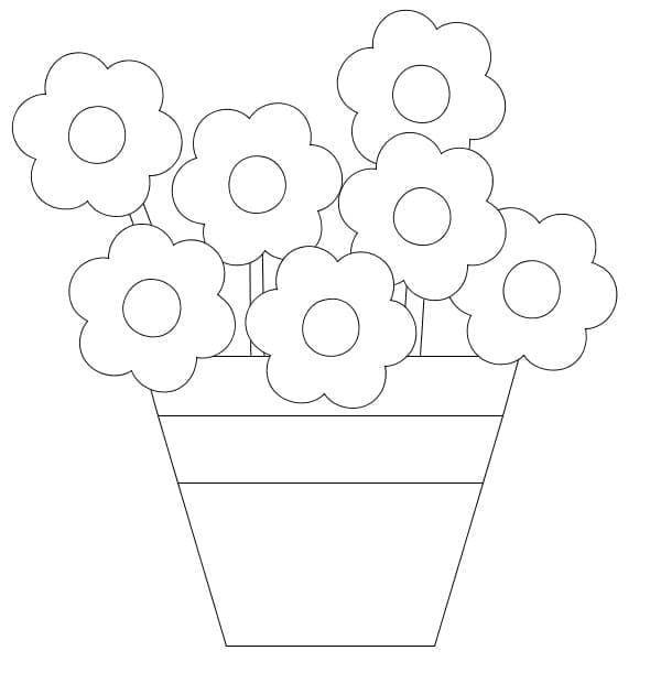 Flowers in Pot Picture Coloring Page