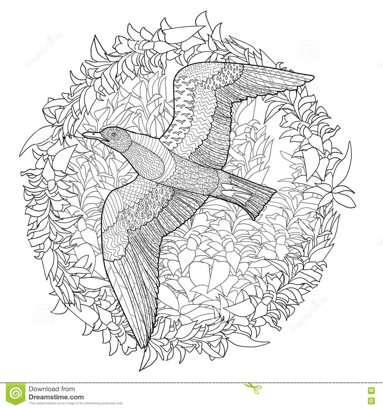 Flying Seagull Cute With High Details Picture Coloring Page
