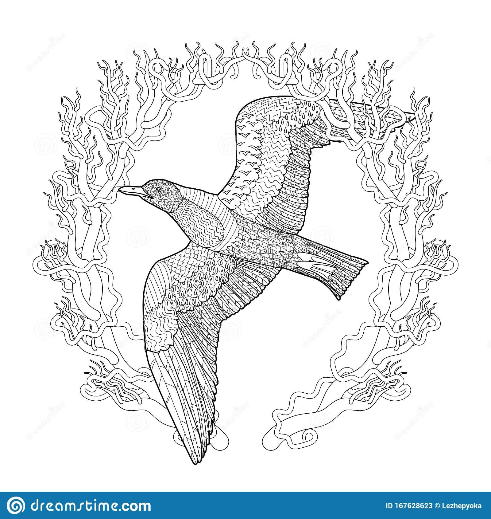 Flying Seagull Lovely With High Details Coloring Page
