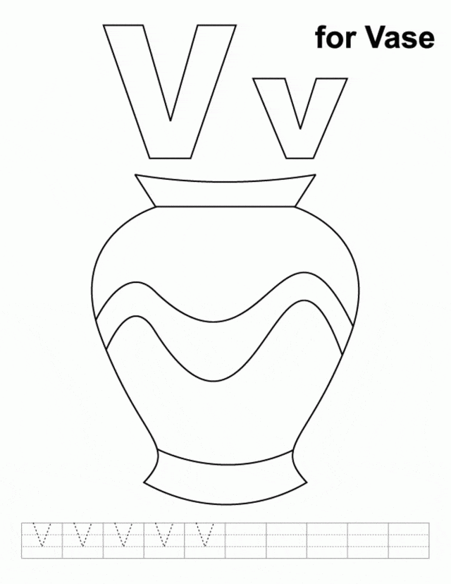 For Vase Alphabet Coloring Page