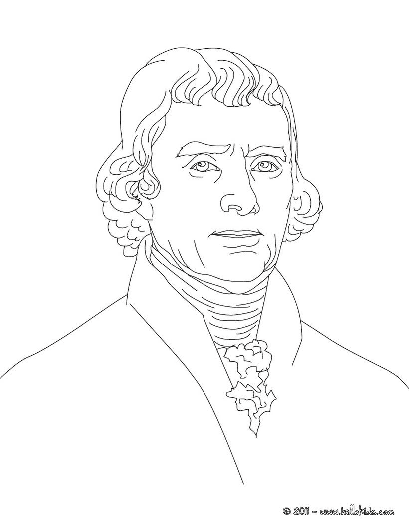Former President Thomas Jefferson Image Coloring Page
