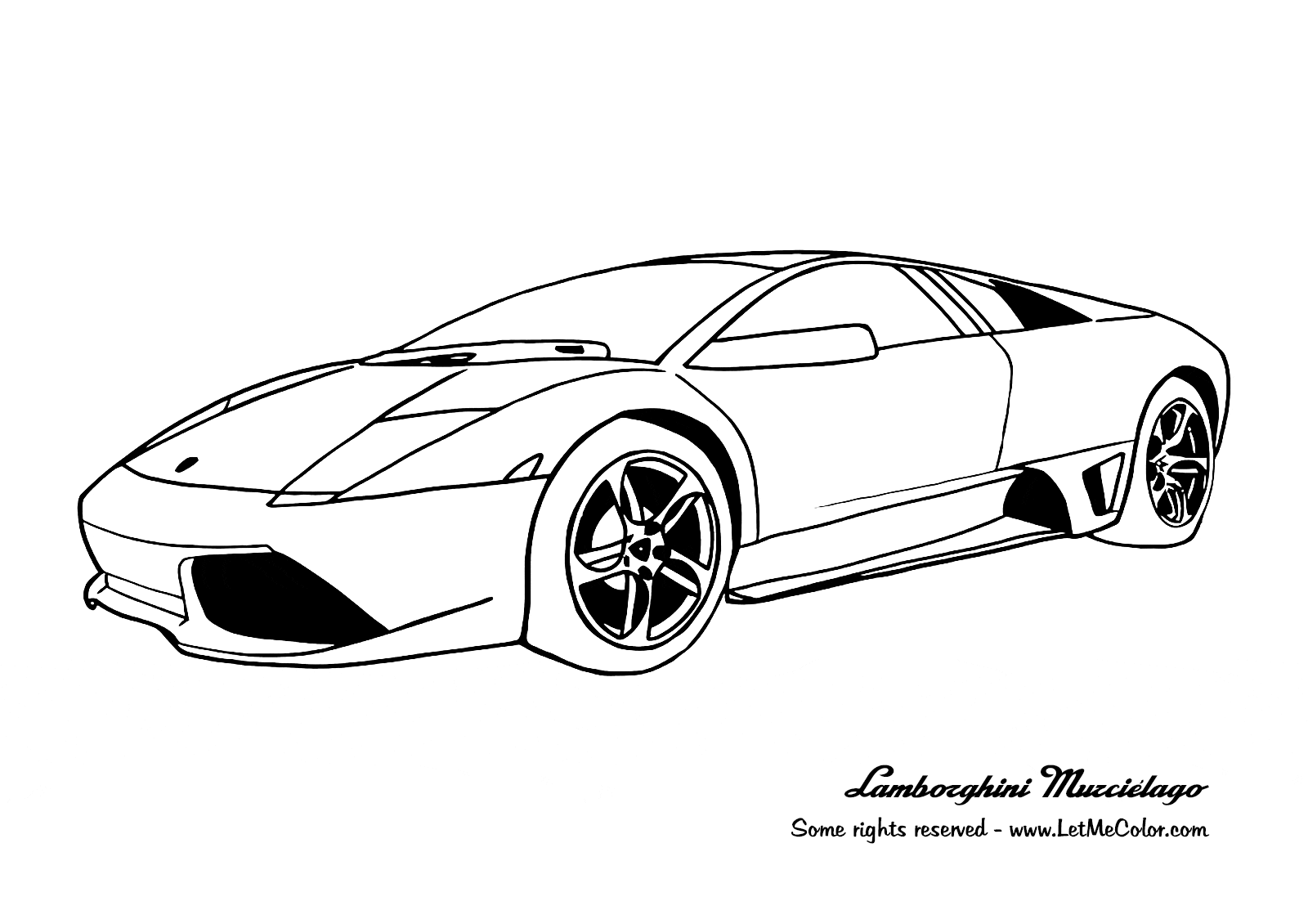Free Coloring Page Lamborghini Murciélago LP640 Coloring Page