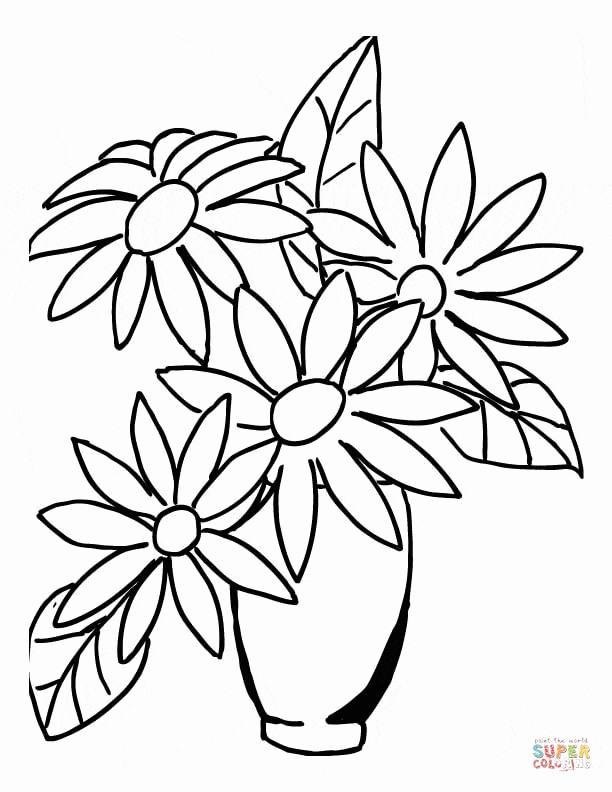 Free Flower On Vase Coloring Pages For Adults Coloring Page