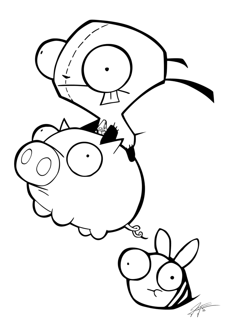 Free Printable Invader Zim And Gir Coloring Page