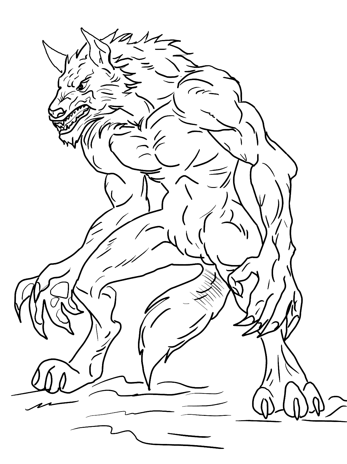 Free Scary Werewolf Free Coloring Page