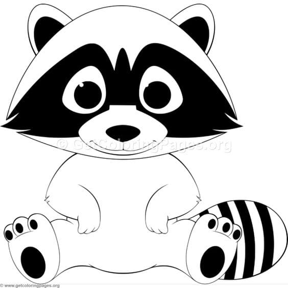 Funny Baby Raccoon Coloring Page