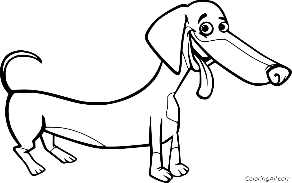 Funny Simple Dachshund Free Printable Coloring Page