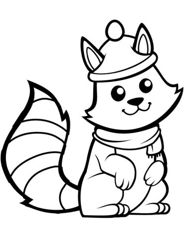 Funny Squirrel in a Hat Image Coloring Page