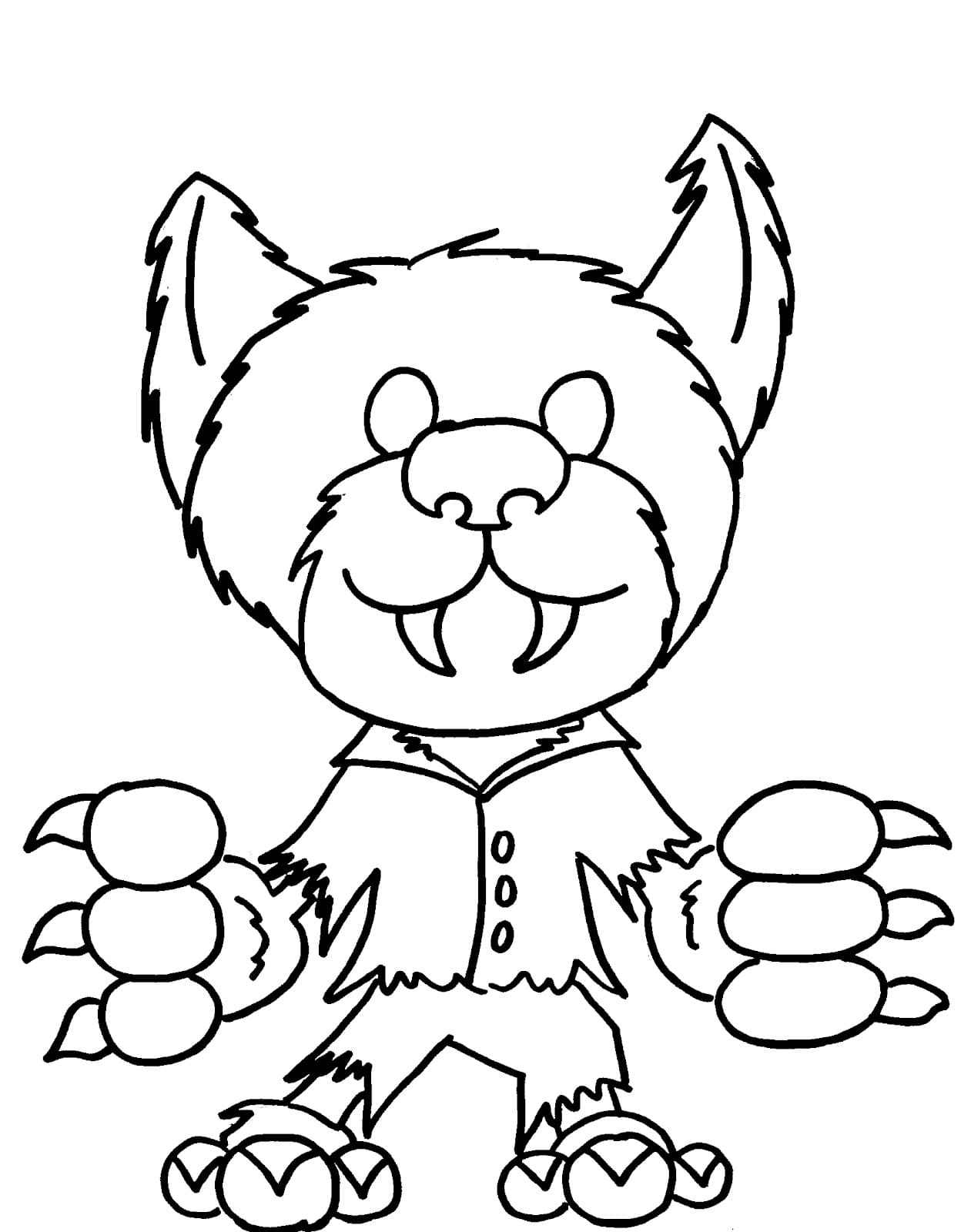 Funny Werewolf Free Printable Coloring Page