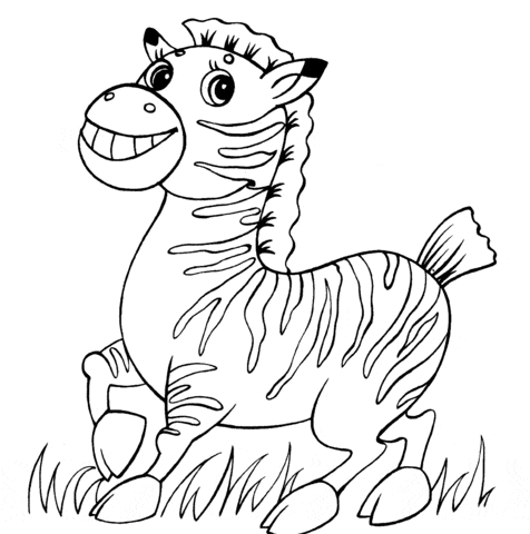 Funny Zebra Free Printable Coloring Page