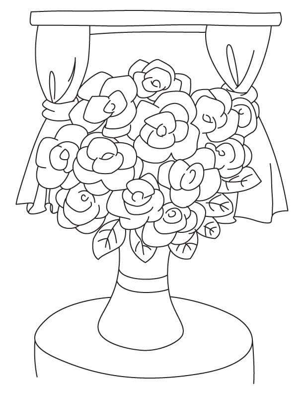 Gardenia Flower Vase Image Coloring Page