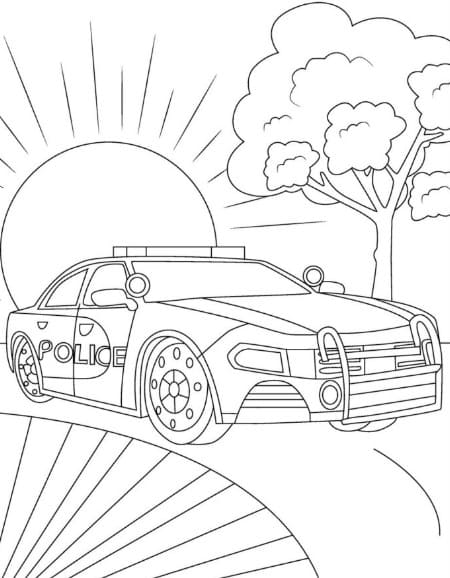 Great Police Car Image Coloring Page