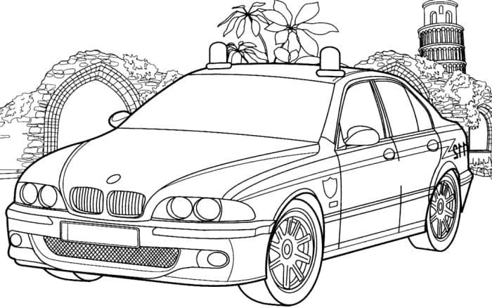 Great Police Car Coloring Page