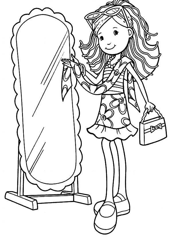 Groovy Girls Looking At Mirror Coloring Page
