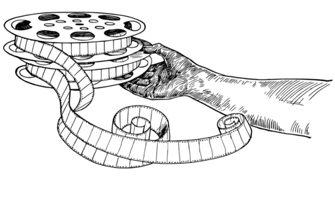 Hand Holding Film Spool Coloring Page
