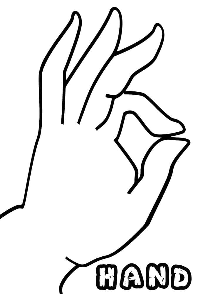 Hand Sign Picture Coloring Page