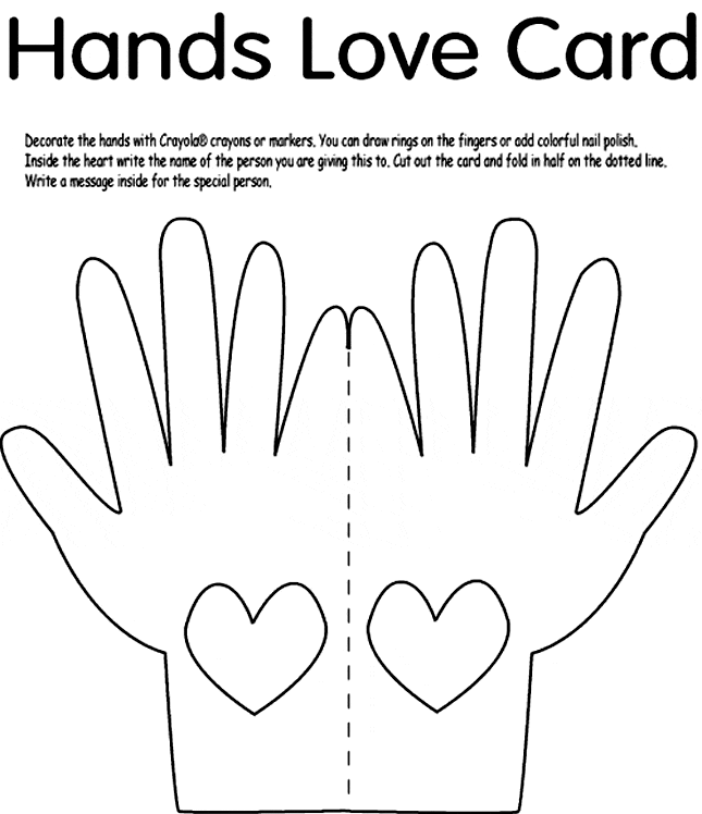 Hands Love Card Coloring Coloring Page