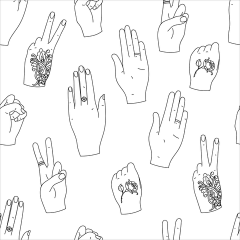 Hands Pattern Image Coloring Page
