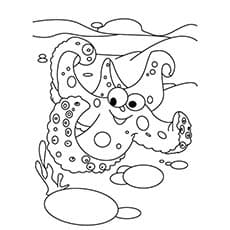 Happy And Dancing Starfish Coloring Page