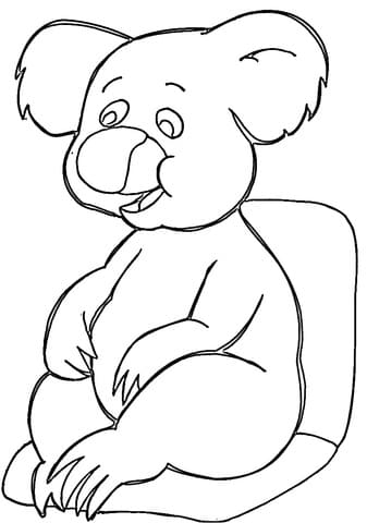 Happy Koala Free Coloring Page