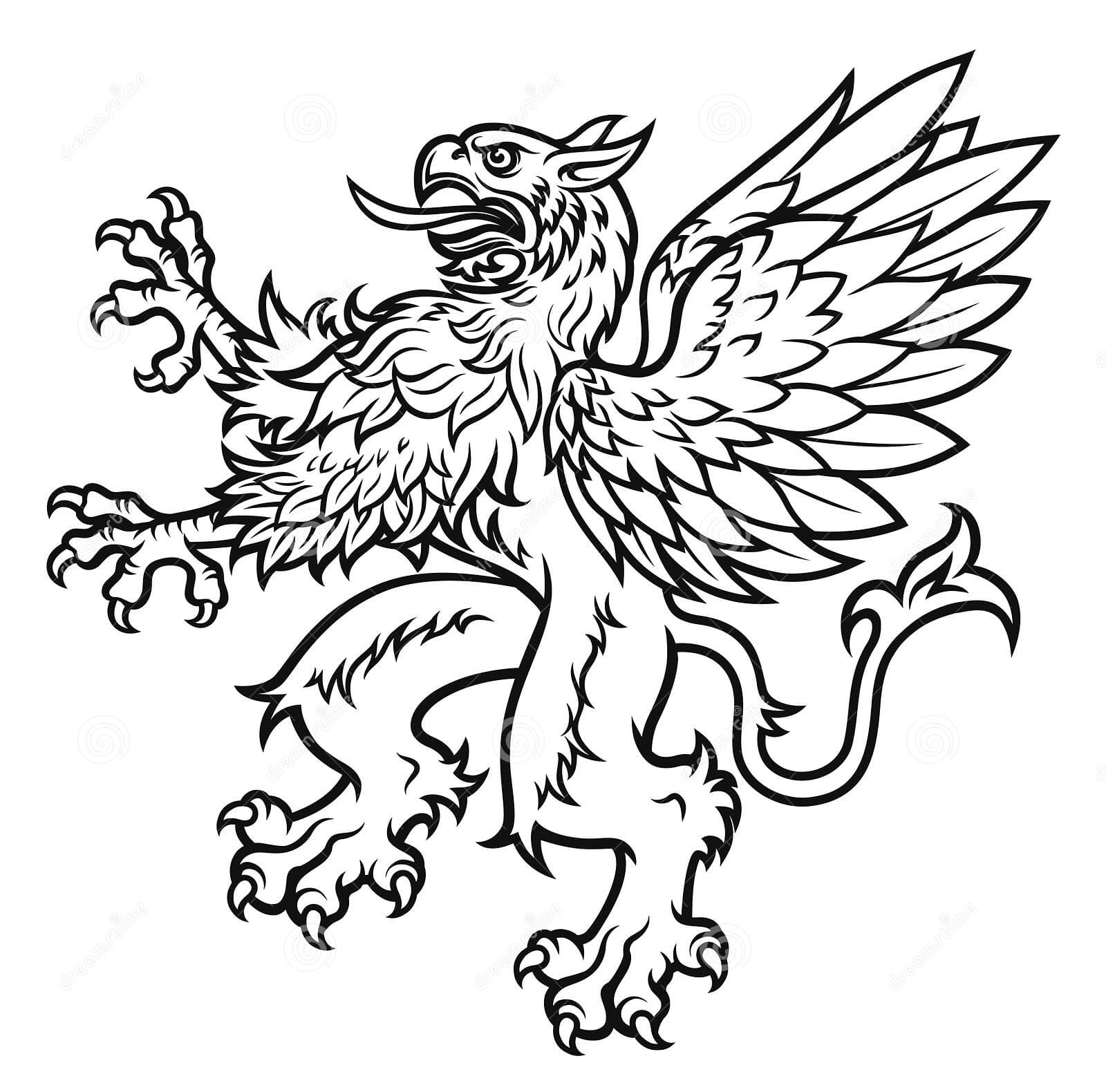 Heraldic Black And White Griffin Coloring Page