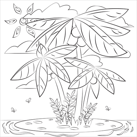 Image Palm Tree Coloring Page