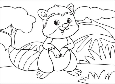 Image Raccoon Coloring Page