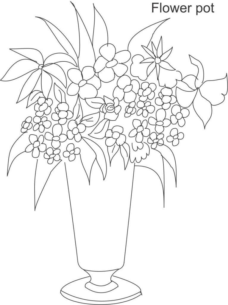 Inspirational Flower Pot Coloring Page