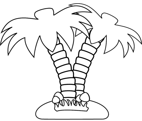 Island with Palm Trees Coloring Page
