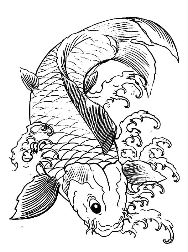 Japanese Koi Fish For Kids Coloring Page