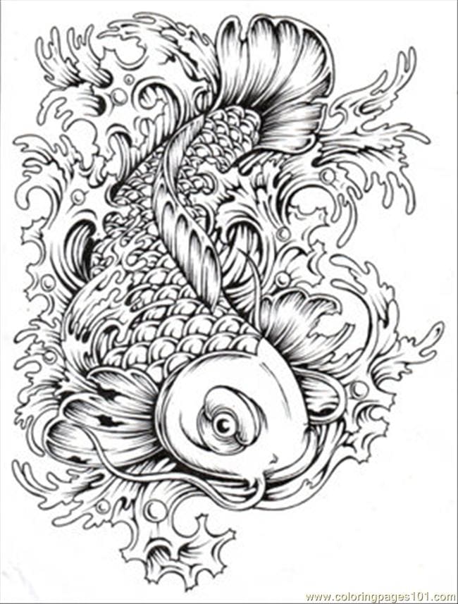 Japanese Koi Fish Image Coloring Page