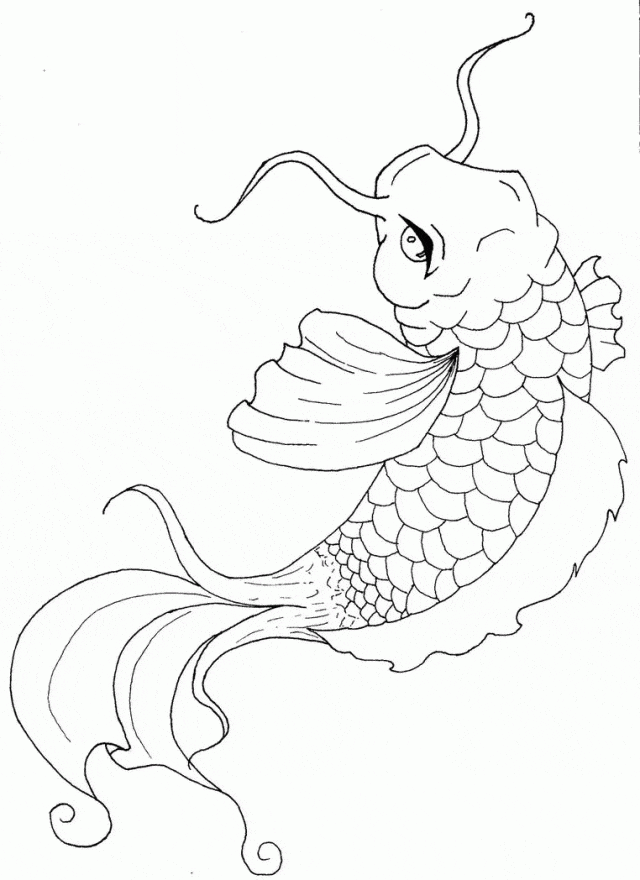Japanese Koi Fish Picture Coloring Page