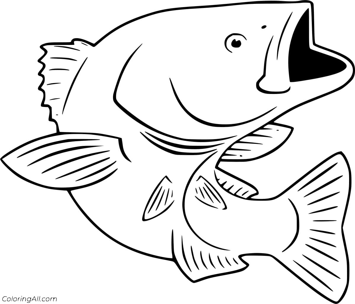 Jumping Bass Image Coloring Page