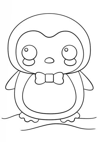 Kawaii Penguin Image Coloring Page