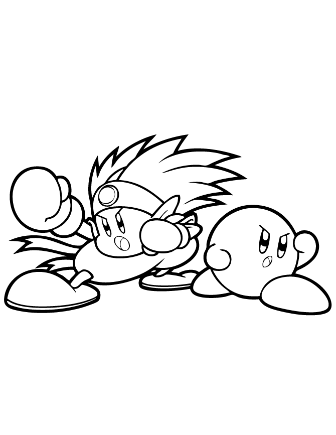 Kirby And Knuckle Joe Coloring Page