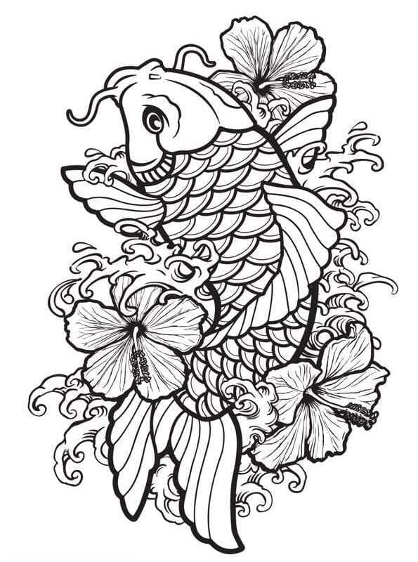 Koi Fish Charming Coloring Page