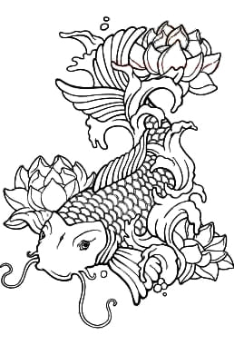 Koi Fish Confounding Coloring Page