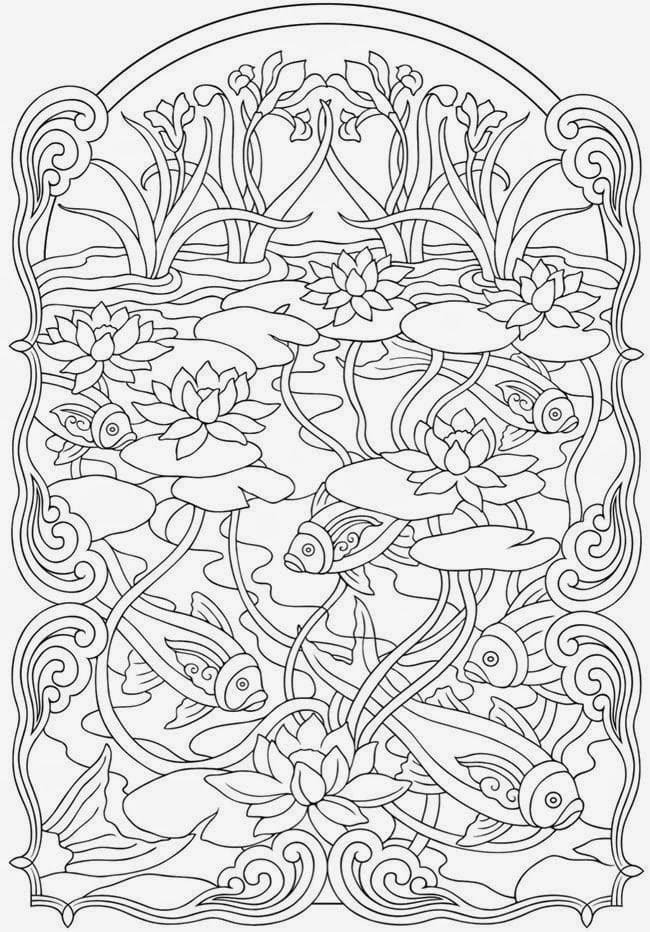 Koi Fish Graceful Coloring Page