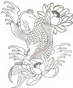 Koi Fish Half Sleeve Tattoo For Kids Coloring Page
