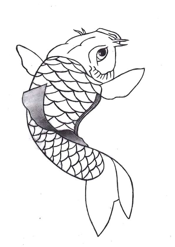 Koi Fish Image Cute Coloring Page