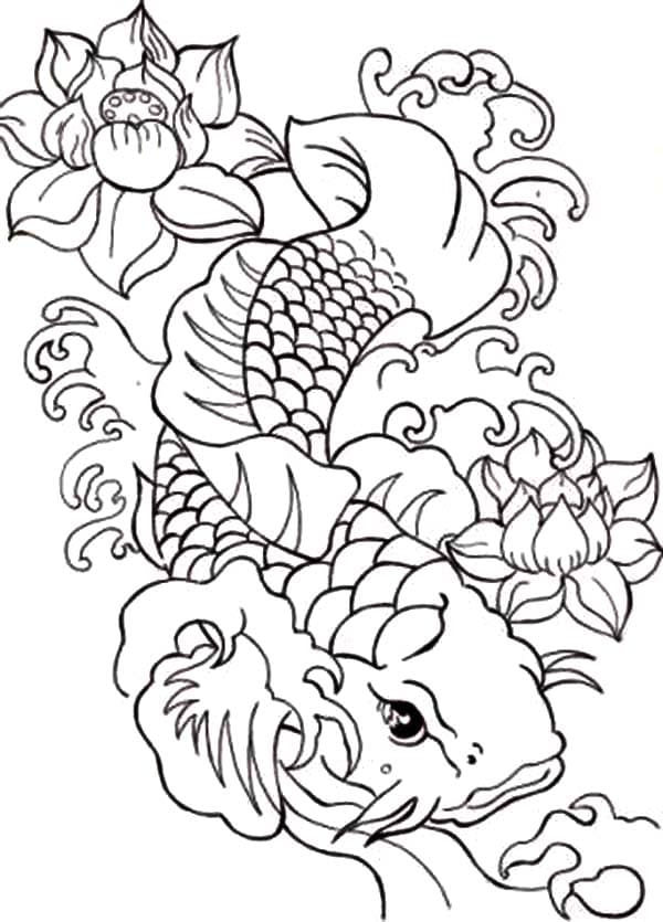 Koi Fish Image For Children Coloring Page