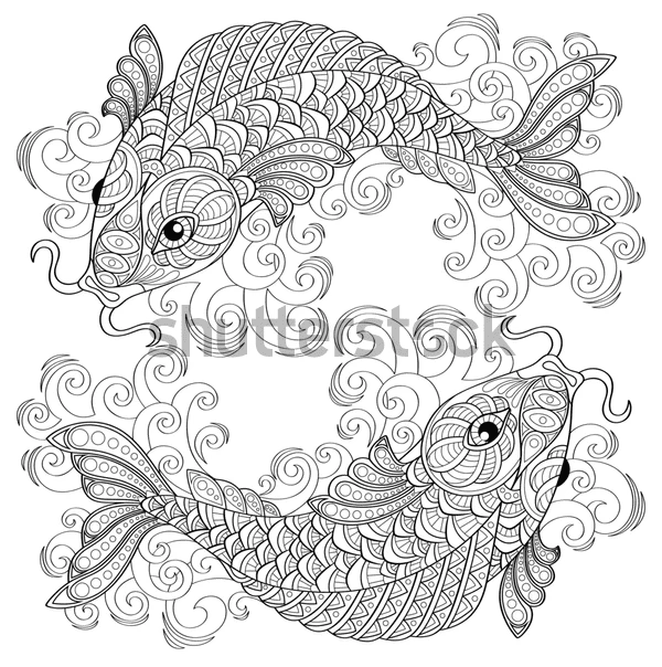 Koi Fish Nice Outline Coloring Page
