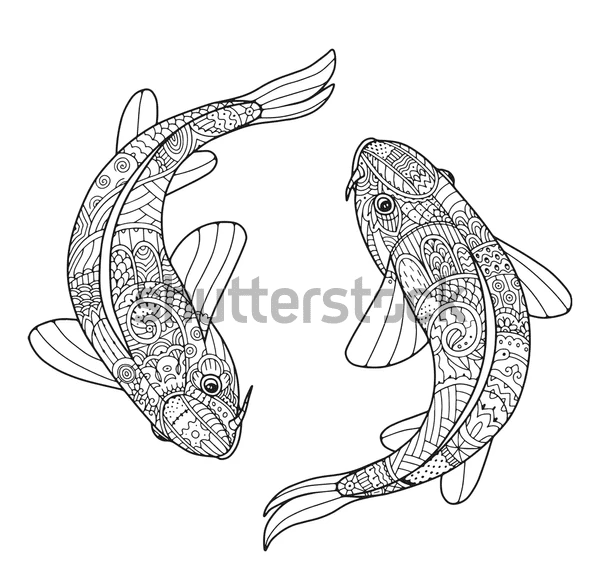 Koi Fish Picture For Children Coloring Page