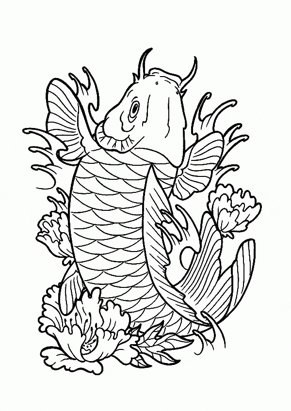 Koi Fish Superb Coloring Page