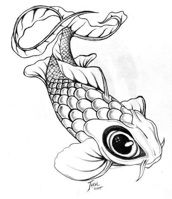 Koi Fish Tattoo Designs Drawings Coloring Page