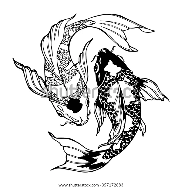 Koi Tattoo Cute Coloring Page