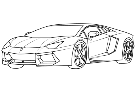 Lamborghini Aventador Supercar Image Coloring Page